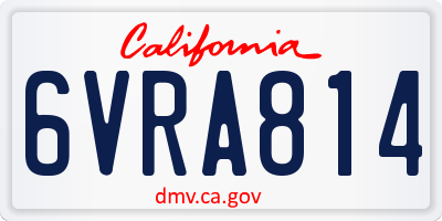 CA license plate 6VRA814