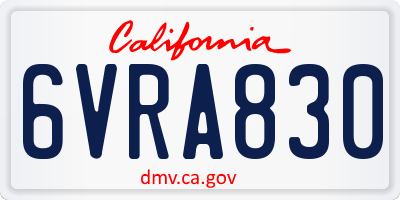 CA license plate 6VRA830