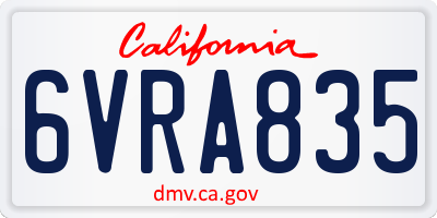 CA license plate 6VRA835
