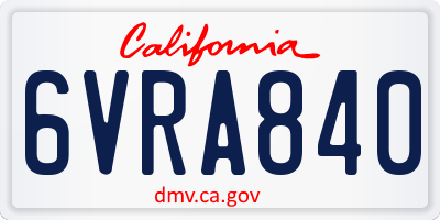 CA license plate 6VRA840