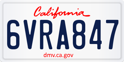 CA license plate 6VRA847