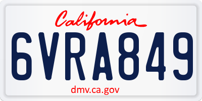 CA license plate 6VRA849