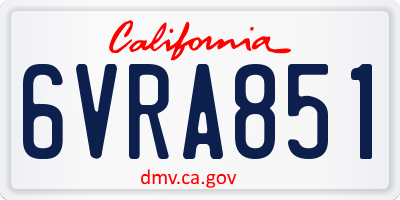 CA license plate 6VRA851