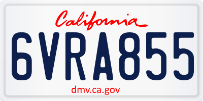 CA license plate 6VRA855