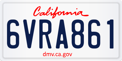 CA license plate 6VRA861