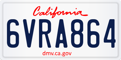 CA license plate 6VRA864