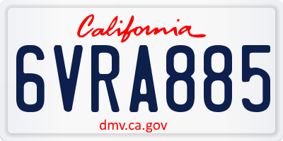 CA license plate 6VRA885