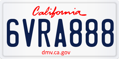 CA license plate 6VRA888