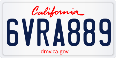 CA license plate 6VRA889