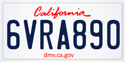 CA license plate 6VRA890