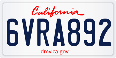 CA license plate 6VRA892