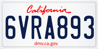 CA license plate 6VRA893