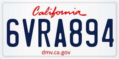 CA license plate 6VRA894