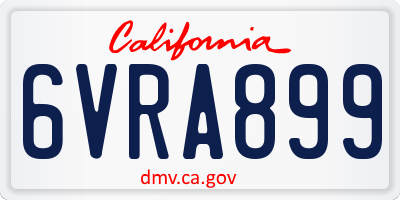 CA license plate 6VRA899