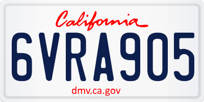 CA license plate 6VRA905