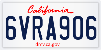 CA license plate 6VRA906