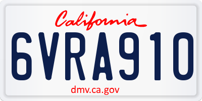 CA license plate 6VRA910