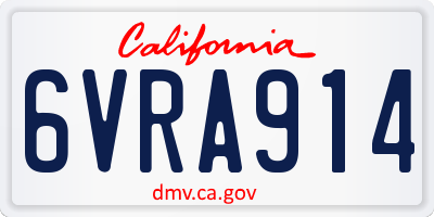 CA license plate 6VRA914