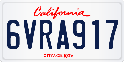 CA license plate 6VRA917