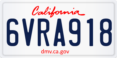 CA license plate 6VRA918