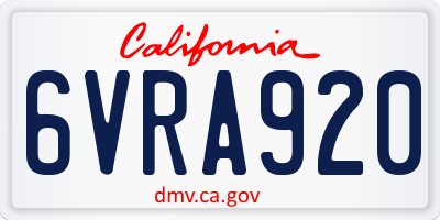 CA license plate 6VRA920