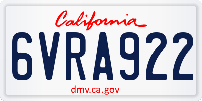 CA license plate 6VRA922