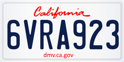 CA license plate 6VRA923