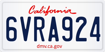 CA license plate 6VRA924