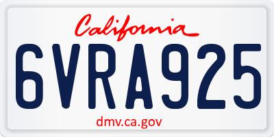CA license plate 6VRA925