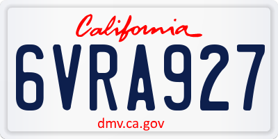 CA license plate 6VRA927