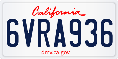 CA license plate 6VRA936