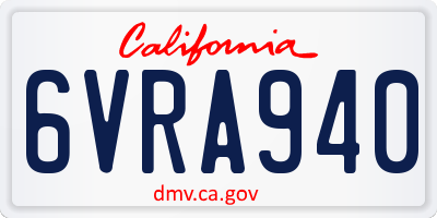 CA license plate 6VRA940