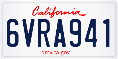 CA license plate 6VRA941