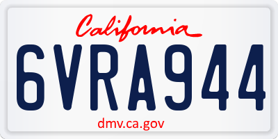 CA license plate 6VRA944