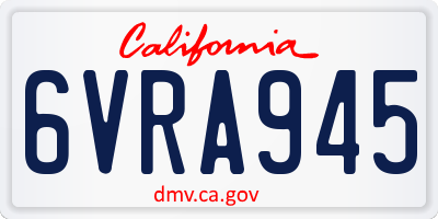 CA license plate 6VRA945