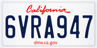 CA license plate 6VRA947
