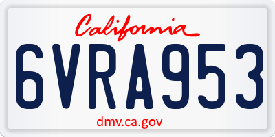 CA license plate 6VRA953