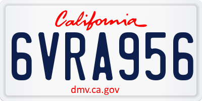 CA license plate 6VRA956