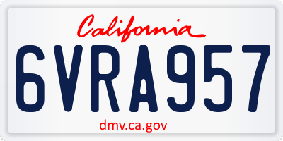 CA license plate 6VRA957
