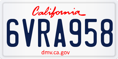 CA license plate 6VRA958