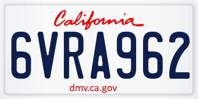 CA license plate 6VRA962