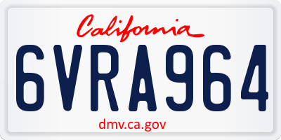 CA license plate 6VRA964
