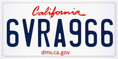CA license plate 6VRA966