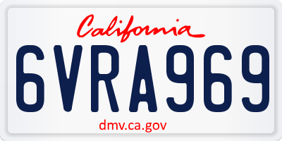 CA license plate 6VRA969