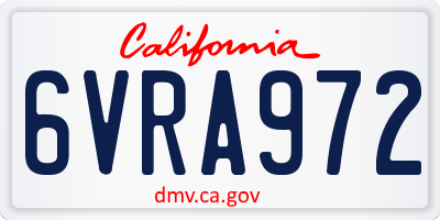 CA license plate 6VRA972
