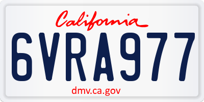 CA license plate 6VRA977