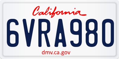 CA license plate 6VRA980