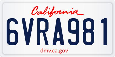 CA license plate 6VRA981
