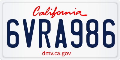 CA license plate 6VRA986