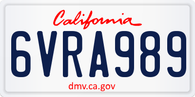 CA license plate 6VRA989